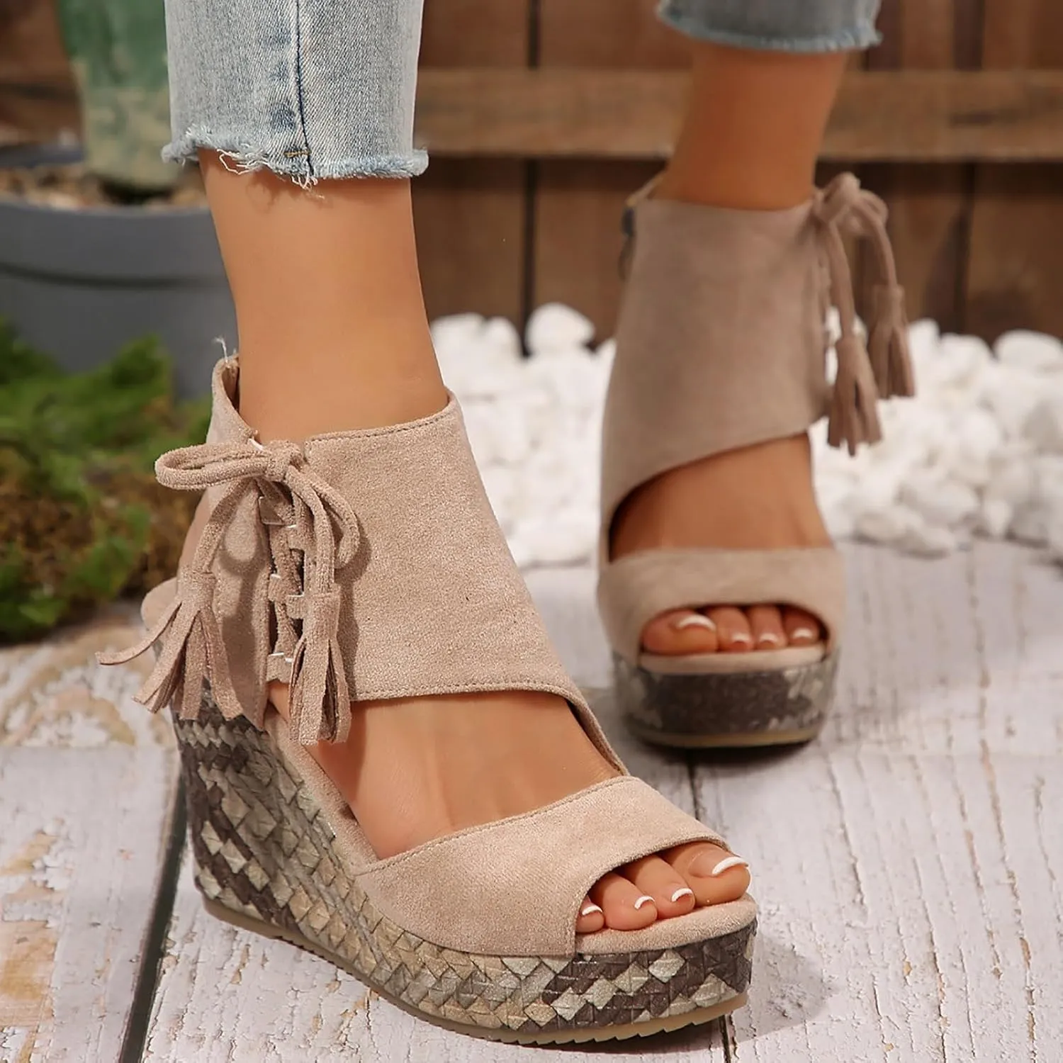 Orthopedic Wedge Sandals for Women 2025 High Heel Open Toe Thick Sole Comfortable Outdoor Footwear Fashionable Ventilation Wedge Shoes Boho Beach Summer Espadrilles Dressy Ankle Strap Platform Sandals