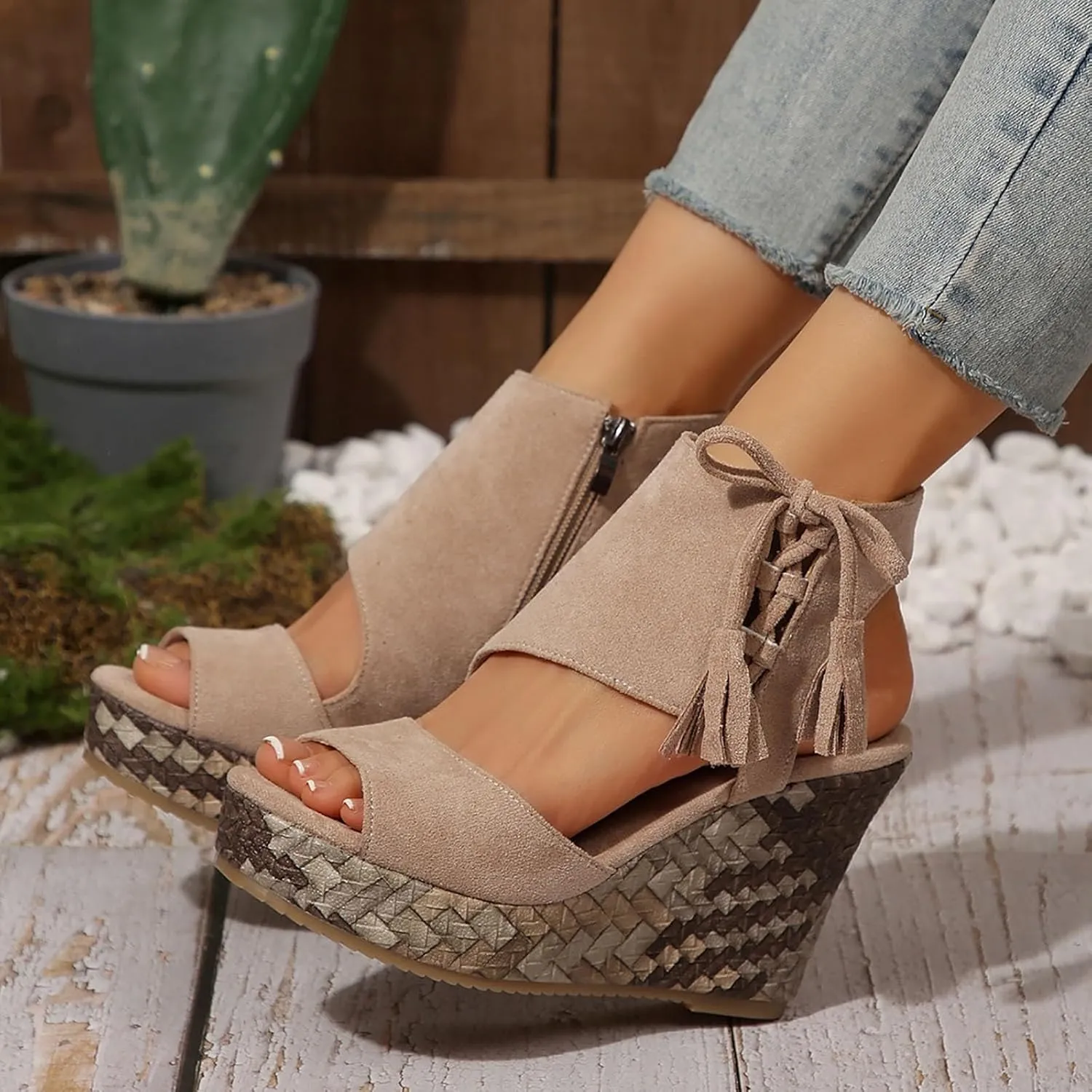 Orthopedic Wedge Sandals for Women 2025 High Heel Open Toe Thick Sole Comfortable Outdoor Footwear Fashionable Ventilation Wedge Shoes Boho Beach Summer Espadrilles Dressy Ankle Strap Platform Sandals