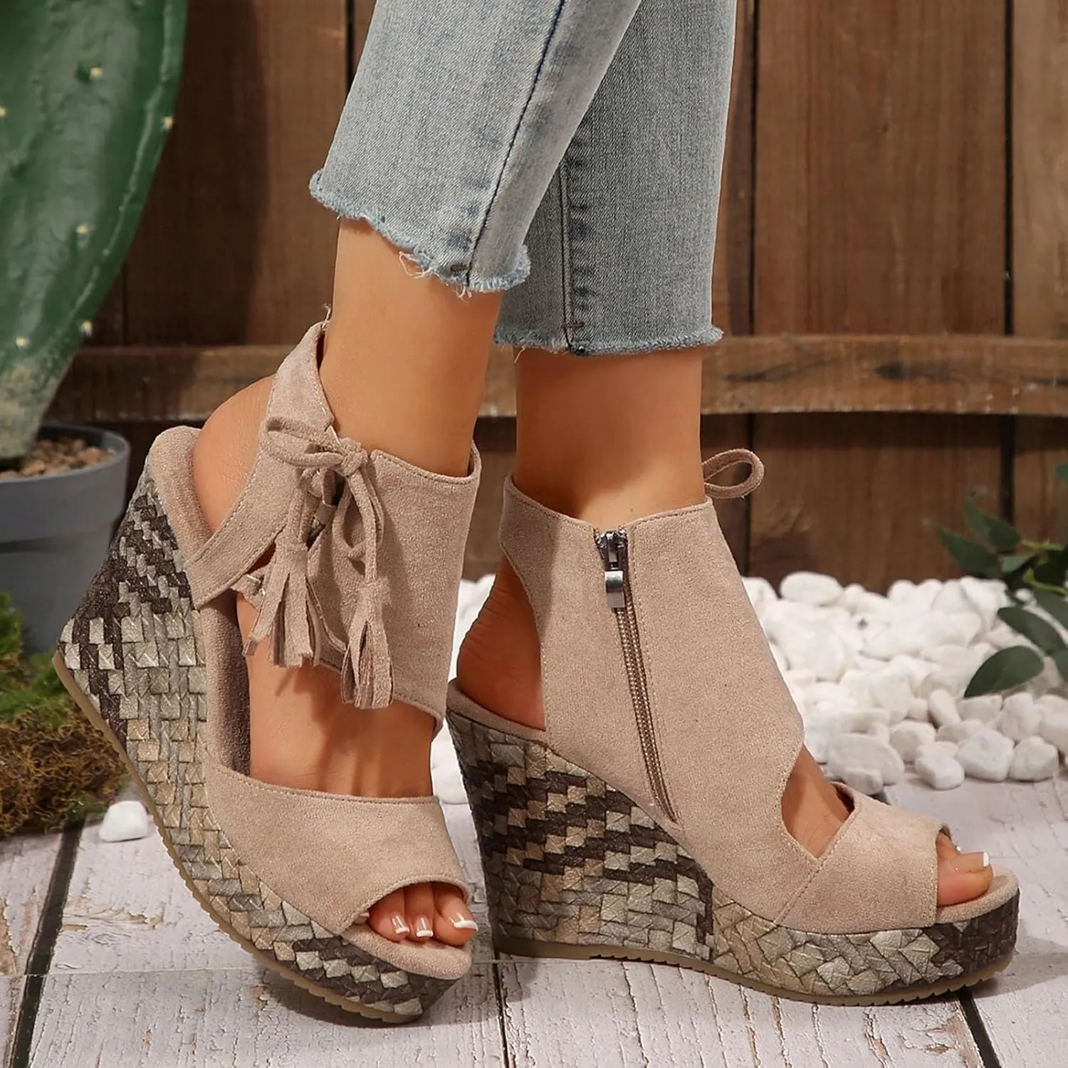 Orthopedic Wedge Sandals for Women 2025 High Heel Open Toe Thick Sole Comfortable Outdoor Footwear Fashionable Ventilation Wedge Shoes Boho Beach Summer Espadrilles Dressy Ankle Strap Platform Sandals