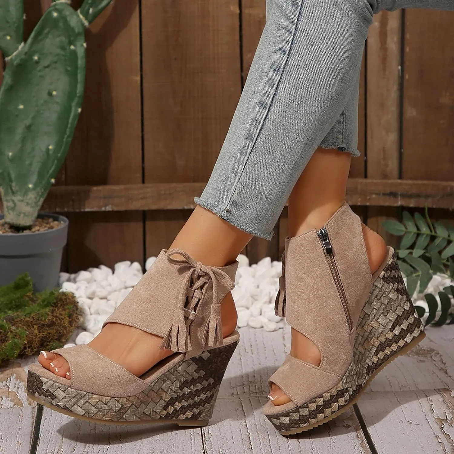 Orthopedic Wedge Sandals for Women 2025 High Heel Open Toe Thick Sole Comfortable Outdoor Footwear Fashionable Ventilation Wedge Shoes Boho Beach Summer Espadrilles Dressy Ankle Strap Platform Sandals