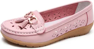 Orthopedic Women Summer Slip On Loafers Breathable Leather Comfortable Walking Shoes for Work Casual Wear