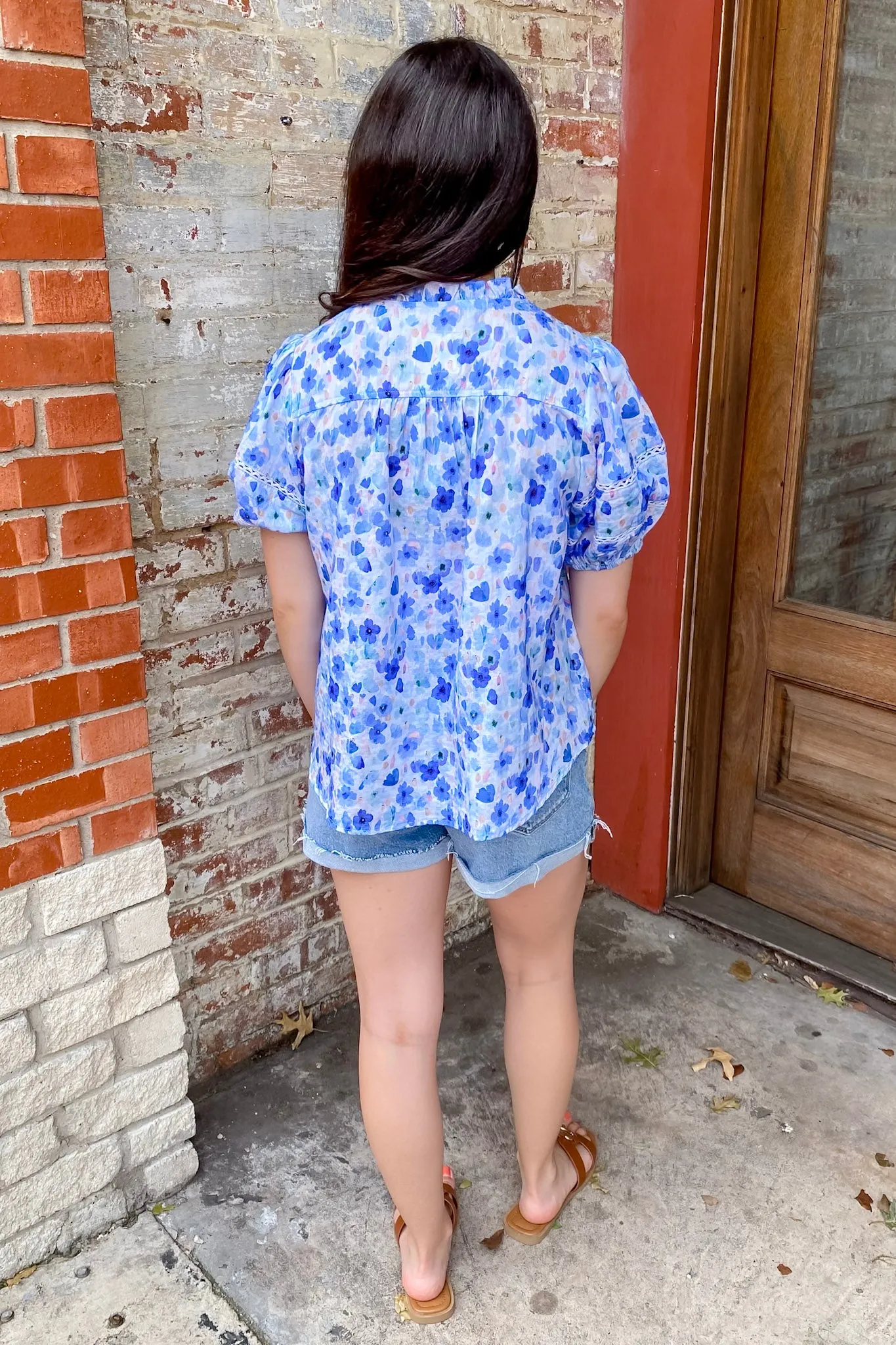 Petal Days Blue Floral Print Top