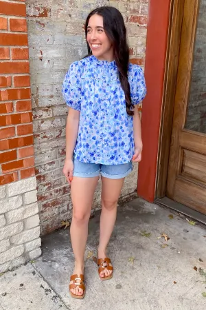 Petal Days Blue Floral Print Top
