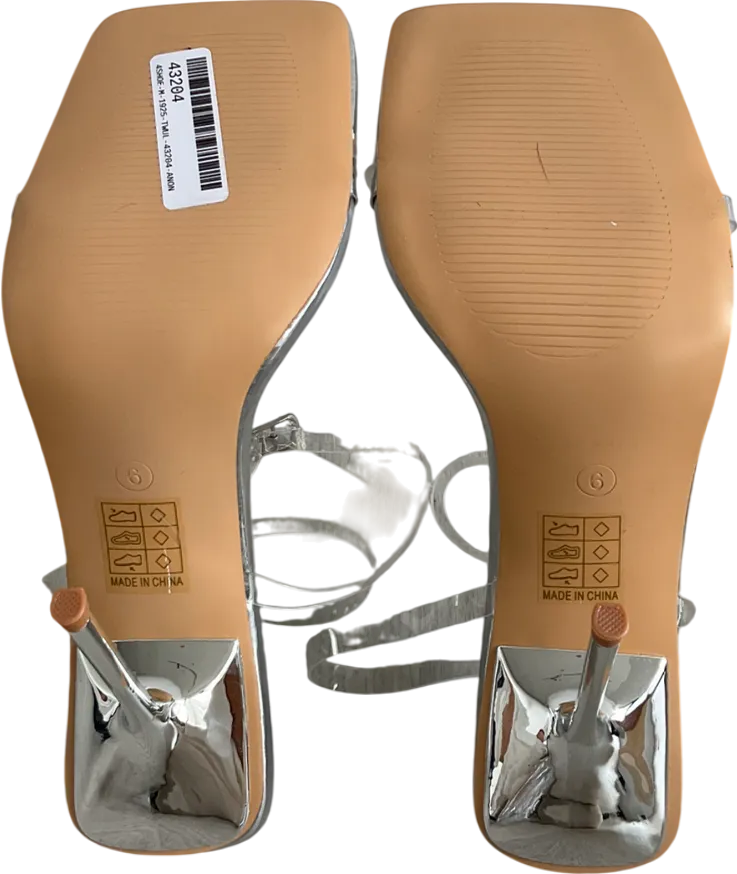 Public Desire Metallic Strappy Barely There Stiletto Heeled Sandals UK 6 EU 39 