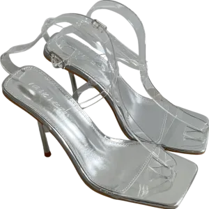 Public Desire Metallic Strappy Barely There Stiletto Heeled Sandals UK 6 EU 39 