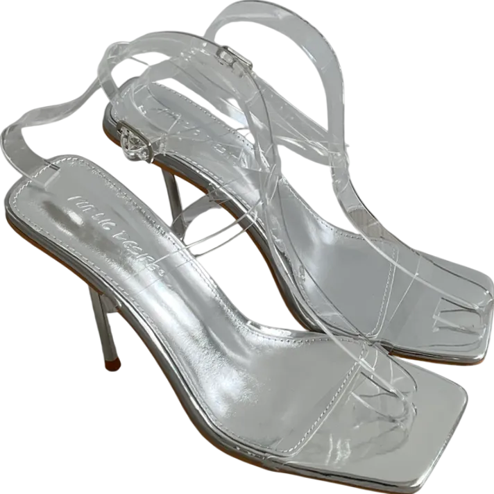 Public Desire Metallic Strappy Barely There Stiletto Heeled Sandals UK 6 EU 39 