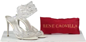 Ren Caovilla White Chandelier Bead-embellished Leather Heeled Sandals UK 5.5 EU 38.5 