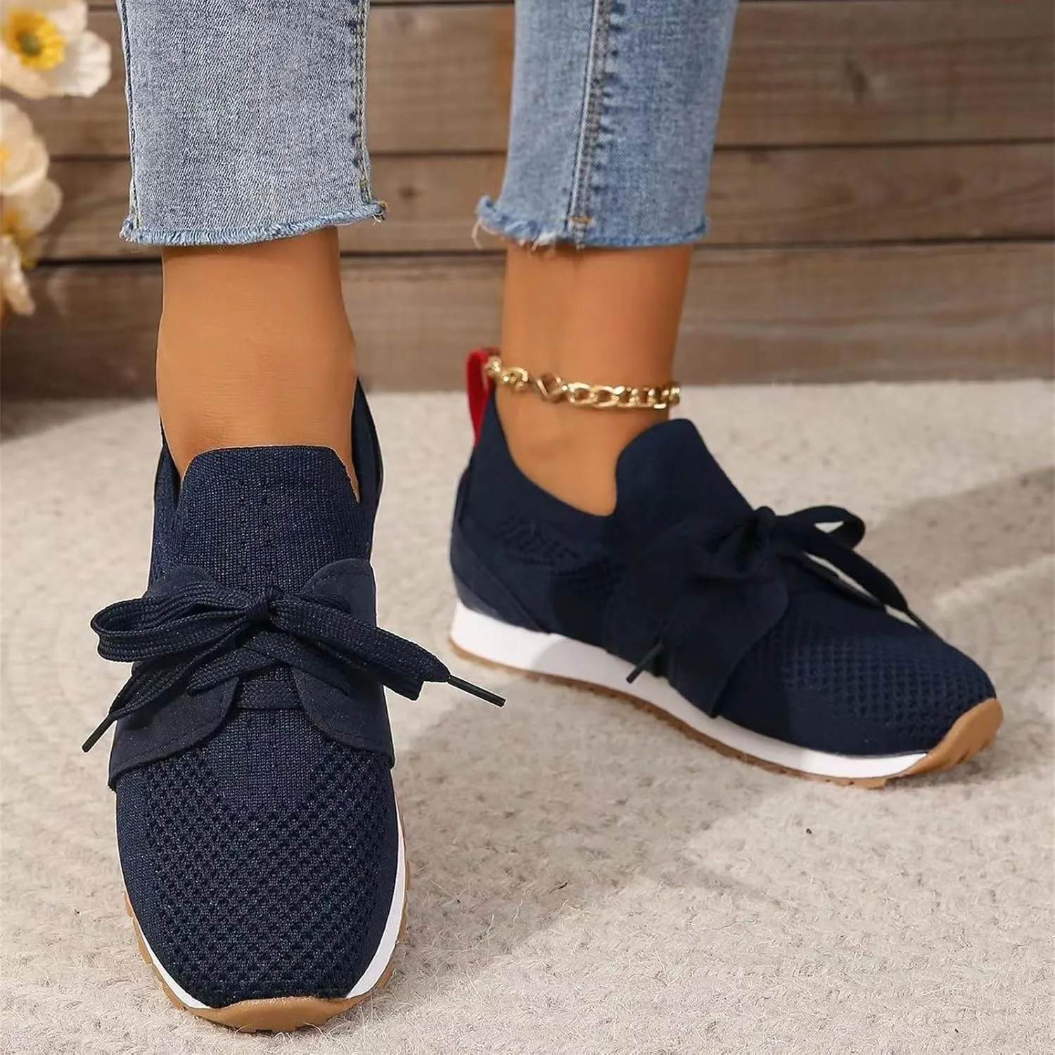 Running Shoes For Women Lightweight Tennis Shoes Non Slip Gym Workout Shoes Breathable Mesh Walking Slip On Sneakers