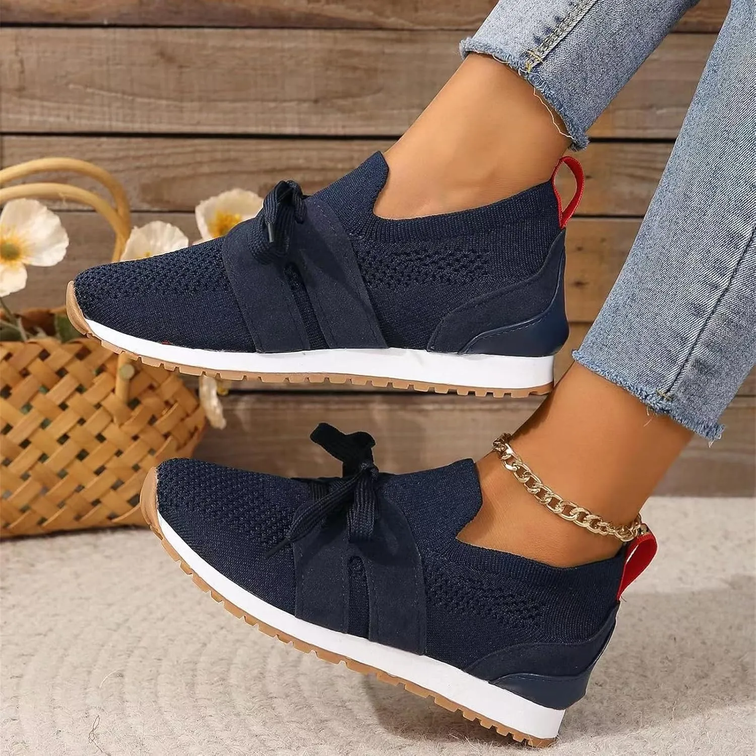 Running Shoes For Women Lightweight Tennis Shoes Non Slip Gym Workout Shoes Breathable Mesh Walking Slip On Sneakers