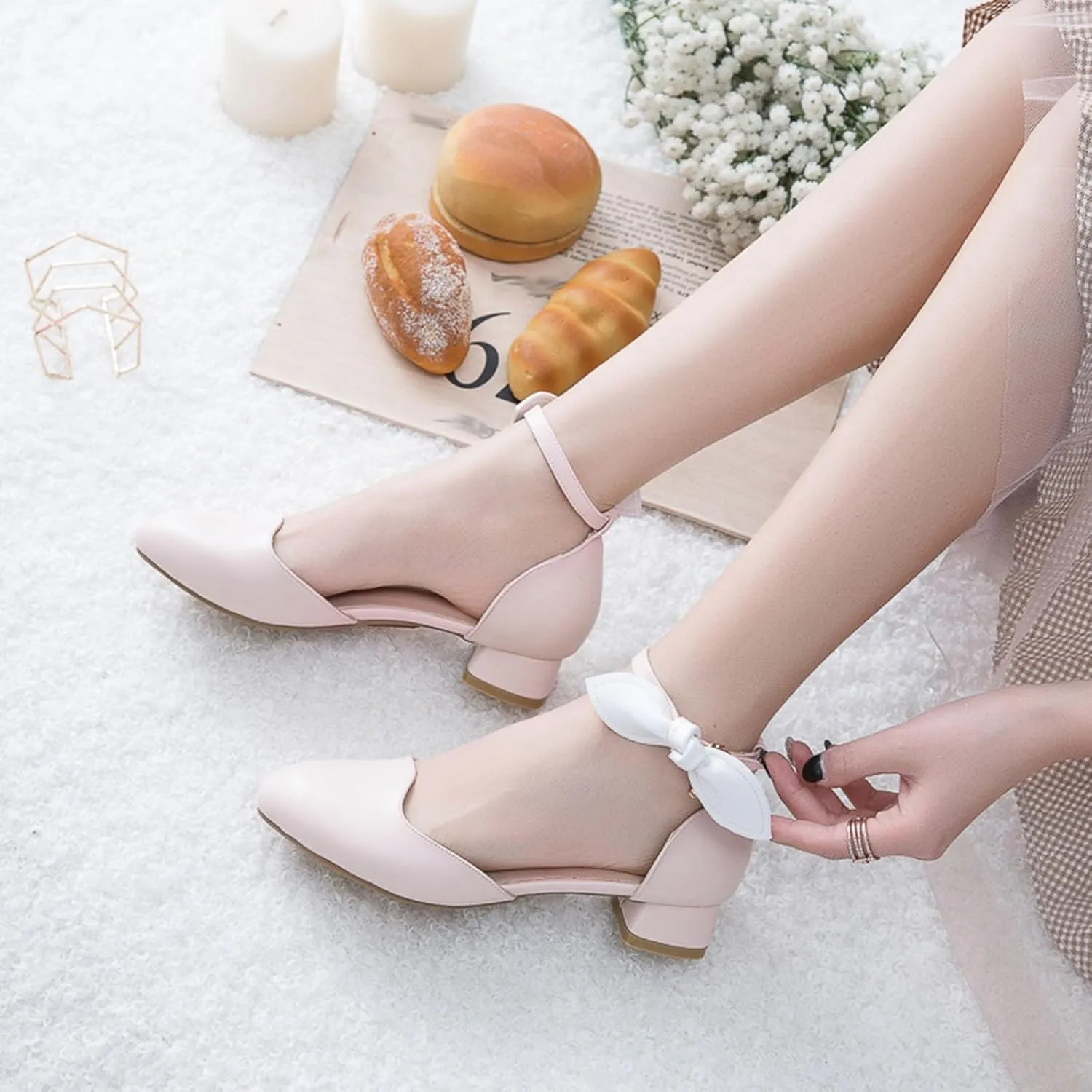 Sandals Shoe for Big Kid Summer Children Shoes Thick Heels Sandals Wrapped Feet Princess Single Shoes Fashionable Bow Princess