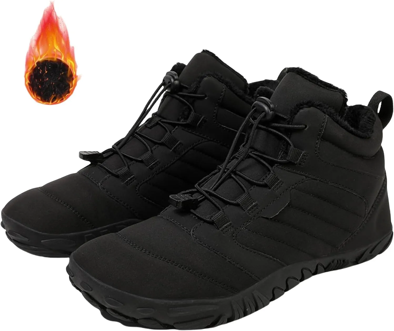 Snow Boots for Women Waterproof Comfortable Hiking Shoes Non Slip Wide Toe Box Sneakers Zero Drop Running Shoes Barefoot Boot Winter Snow Booties Faux Leather Fur Warm Boots Outdoor Running Shoe