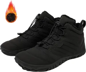 Snow Boots for Women Waterproof Comfortable Hiking Shoes Non Slip Wide Toe Box Sneakers Zero Drop Running Shoes Barefoot Boot Winter Snow Booties Faux Leather Fur Warm Boots Outdoor Running Shoe