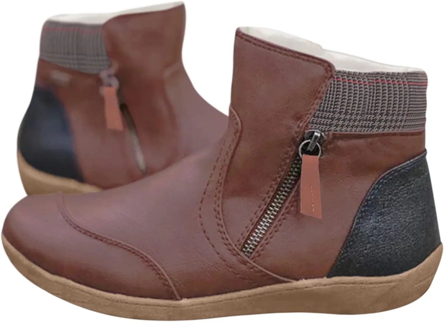 Snow Boots for Women Waterproof Leather Winter Boots Non Slip Fur Lined Booties Lightweight Slip on Ankle Boots Outdoor Sneakers Winter Shoes
