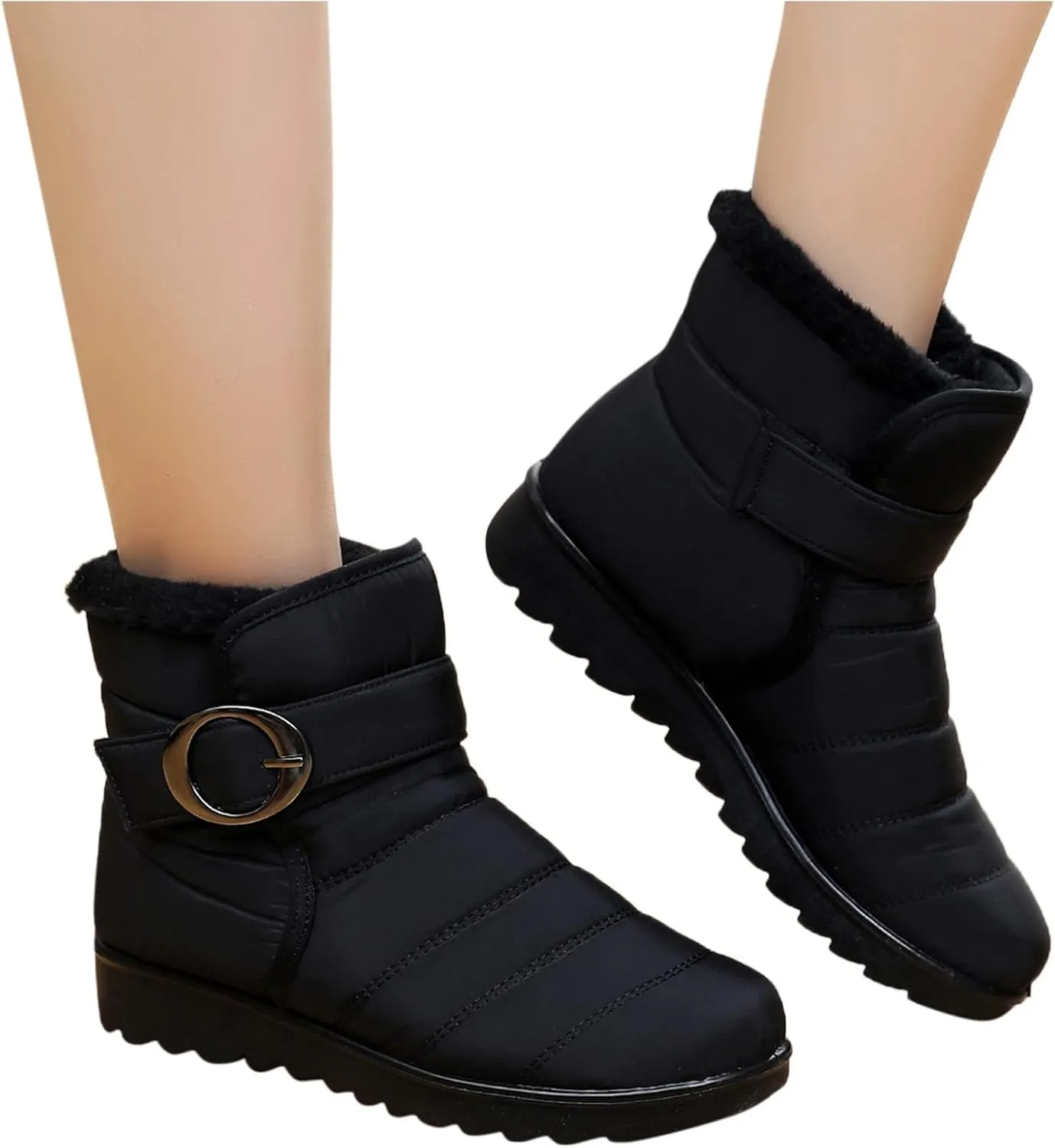 Snow Boots for Women Waterproof Winter Boots Non Slip Warm Fur Booties Lightweight Slip on Ankle Boots Outdoor Sneakers Winter Shoes