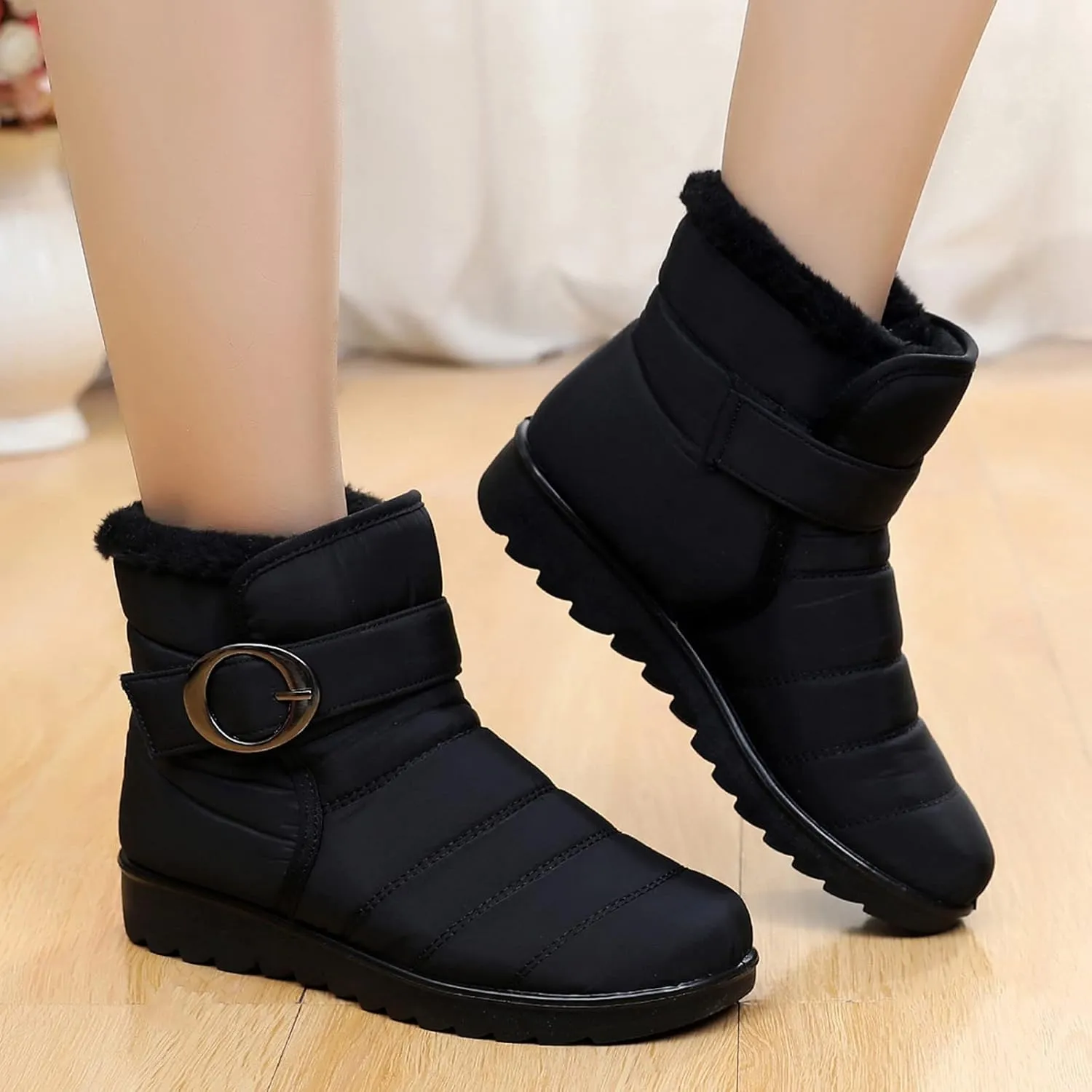 Snow Boots for Women Waterproof Winter Boots Non Slip Warm Fur Booties Lightweight Slip on Ankle Boots Outdoor Sneakers Winter Shoes