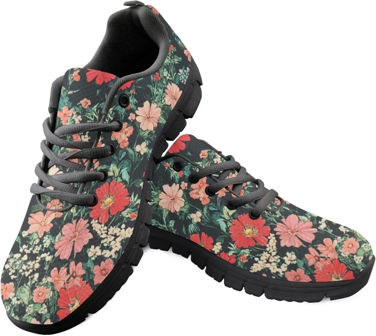 Sports Trainer Running Shoes for Women Teens Causal Travel Sneaker Outdoor Walking Low Heel Lace up Breathable Flexible