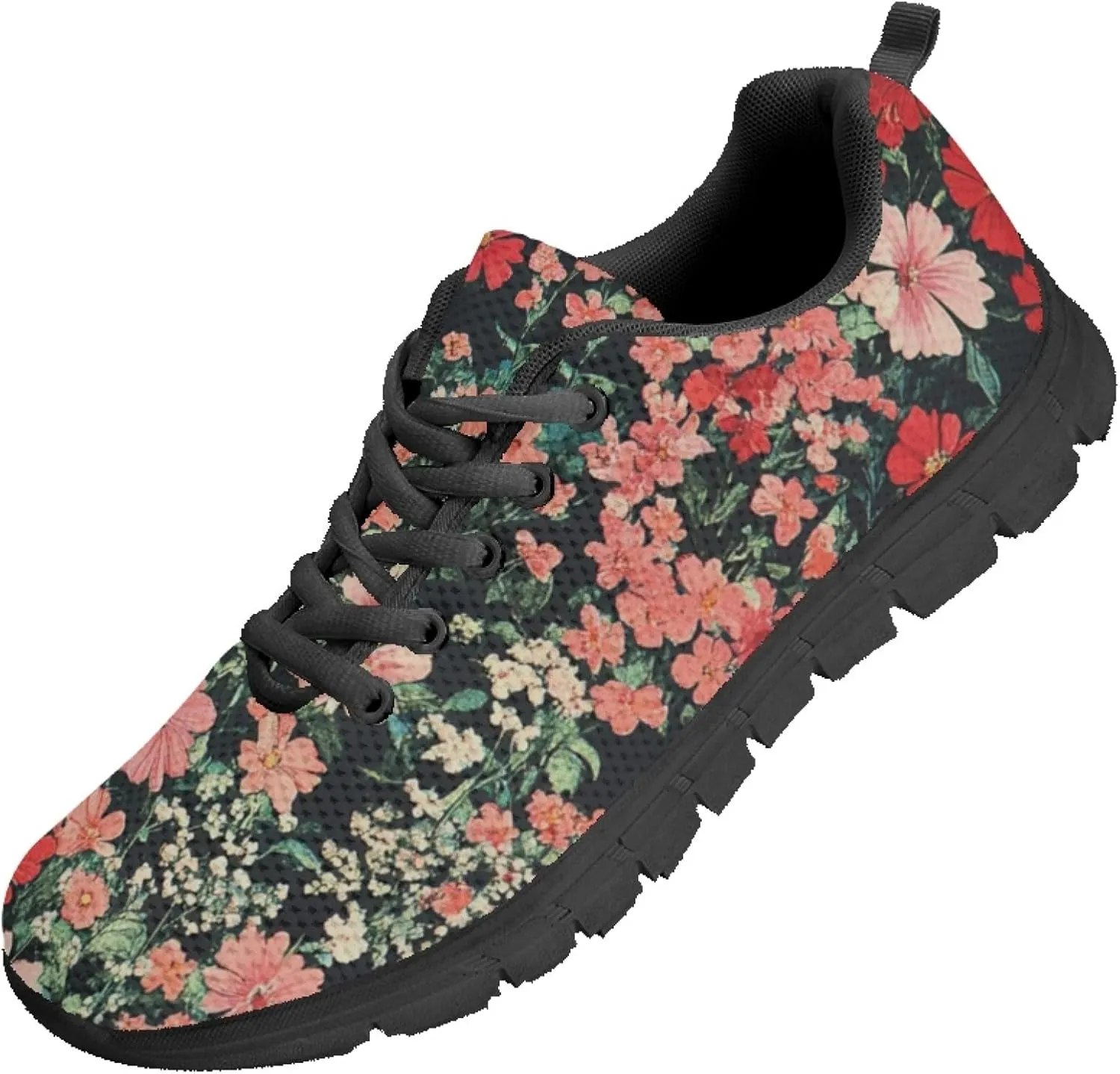 Sports Trainer Running Shoes for Women Teens Causal Travel Sneaker Outdoor Walking Low Heel Lace up Breathable Flexible