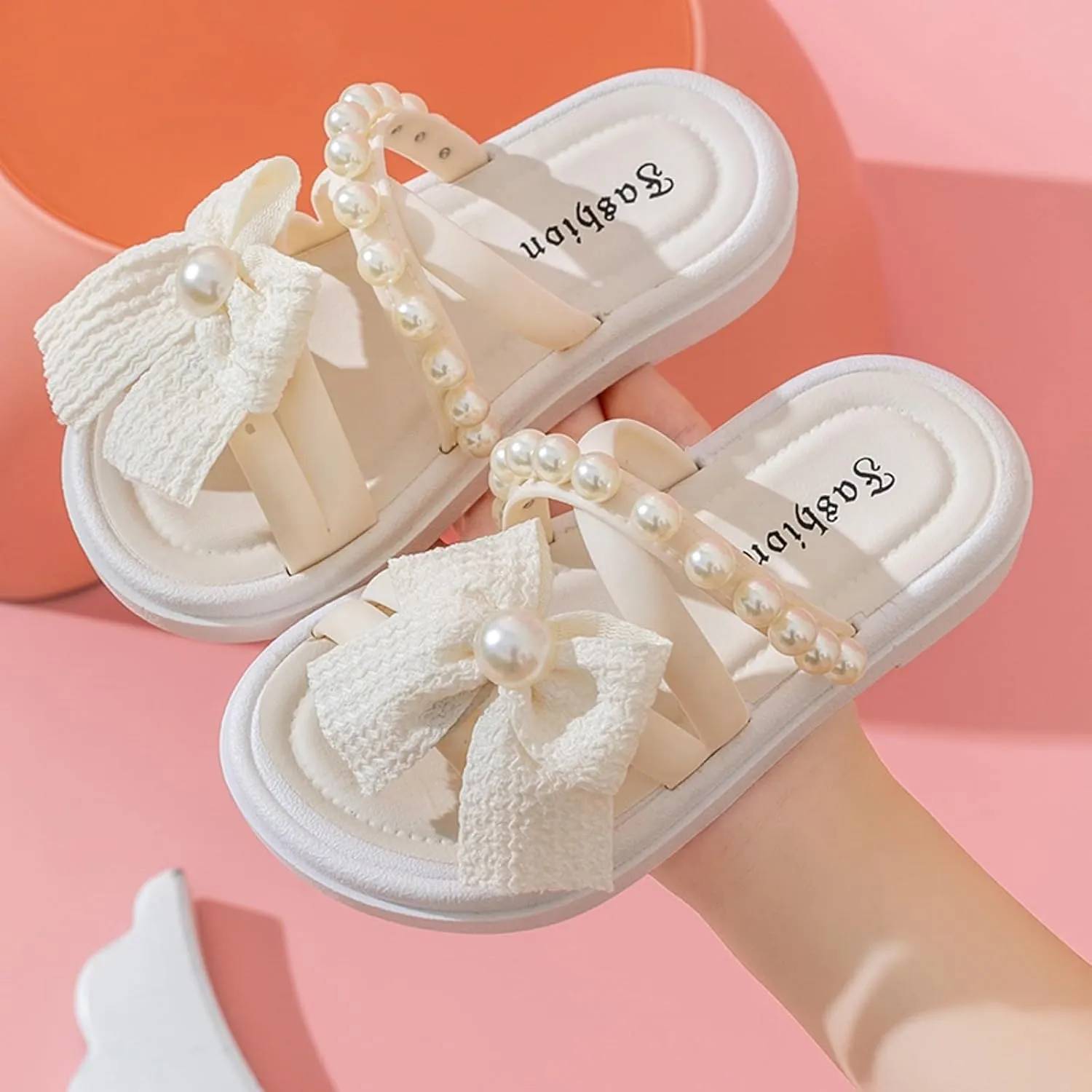 Summer Dress Shoes for Kid/Big Kid Children Shoes Comfortable Soft Soled Slippers Fashionable Bow Tie Pearl Beach Sandals And Slippers