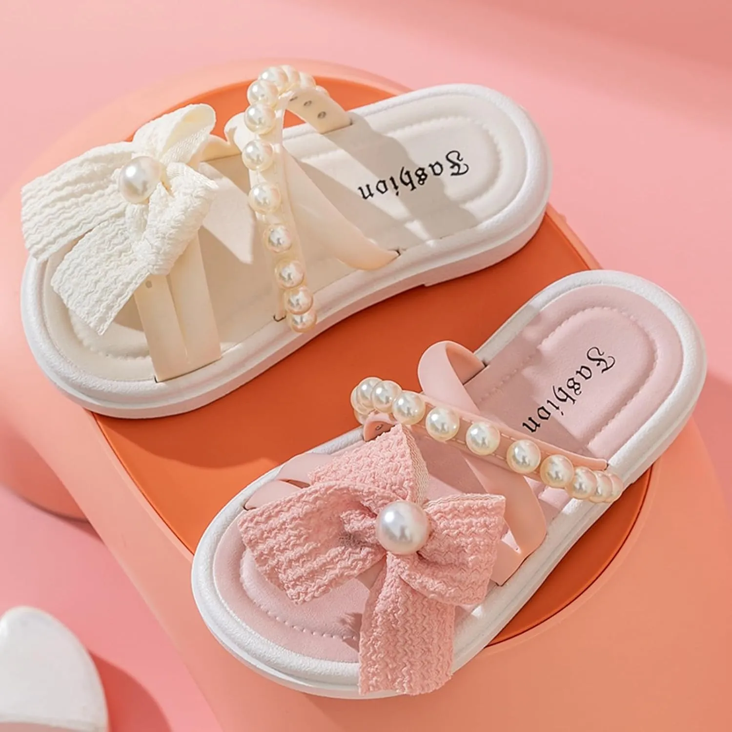 Summer Dress Shoes for Kid/Big Kid Children Shoes Comfortable Soft Soled Slippers Fashionable Bow Tie Pearl Beach Sandals And Slippers