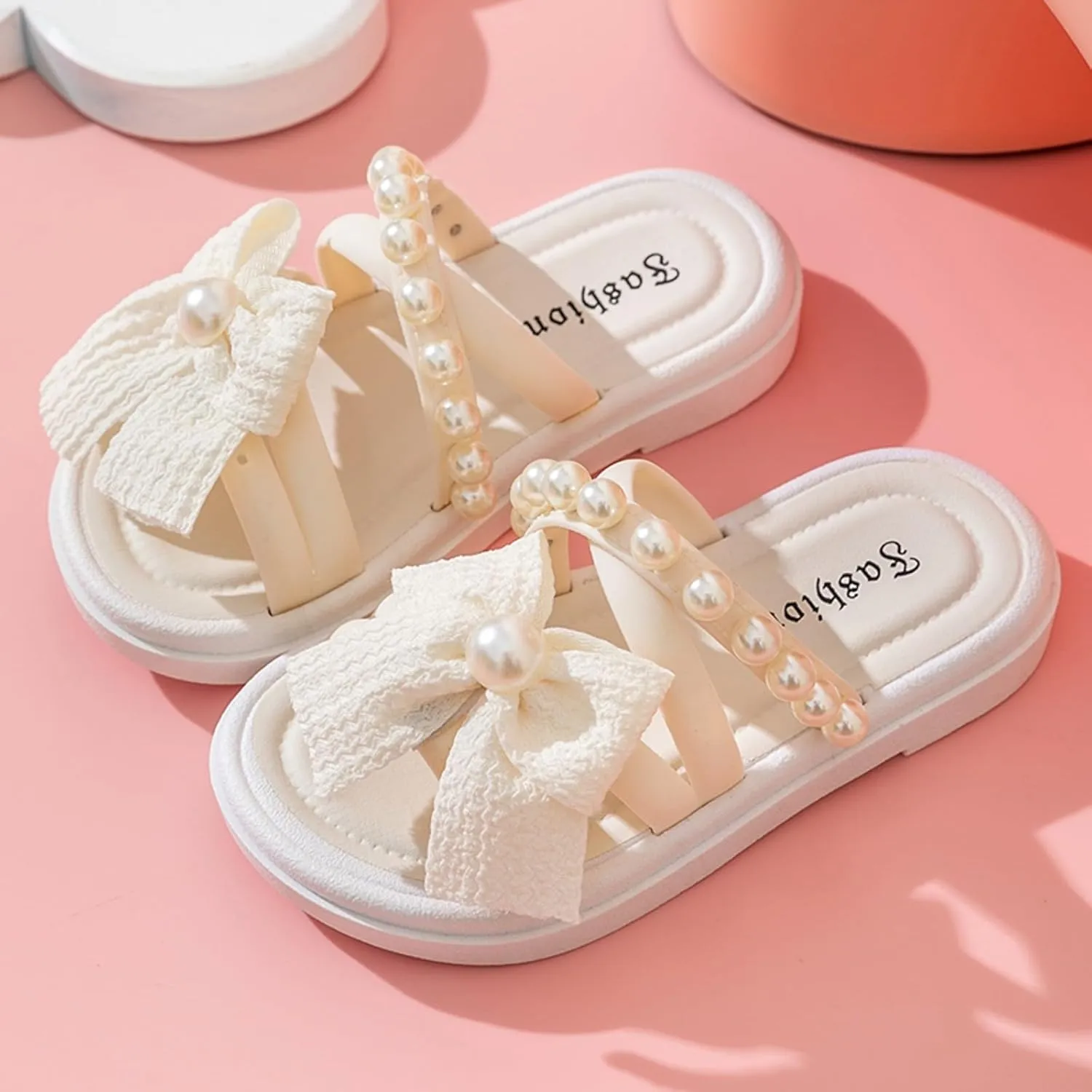 Summer Dress Shoes for Kid/Big Kid Children Shoes Comfortable Soft Soled Slippers Fashionable Bow Tie Pearl Beach Sandals And Slippers