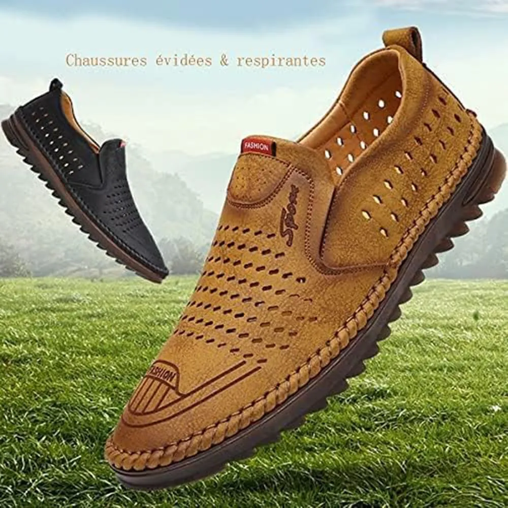 TangDao Mens Loafers, Leather Slip On Moccasins Penny Loafers, Breathable Driving Walking Lightweight Casual Shoes