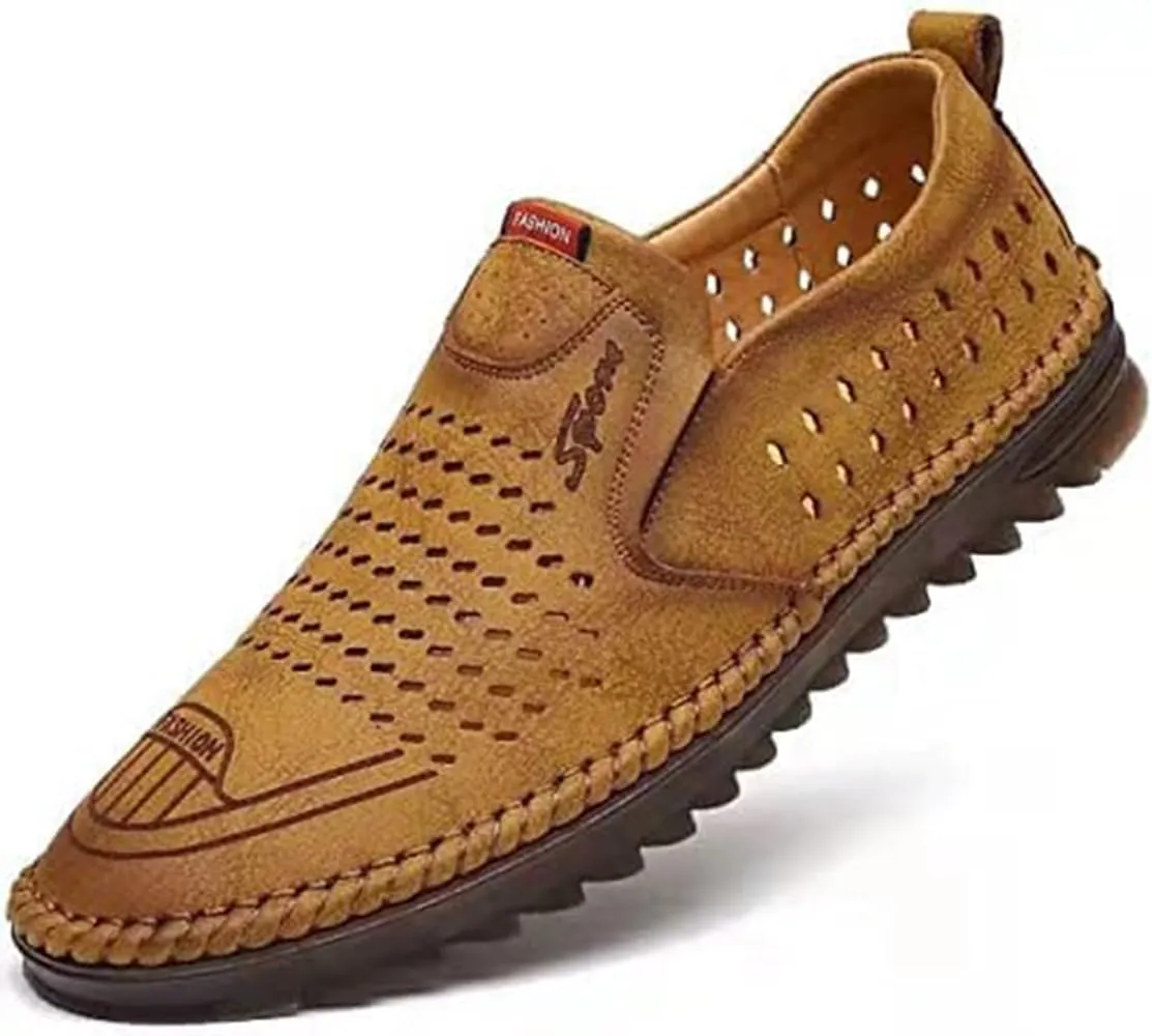 TangDao Mens Loafers, Leather Slip On Moccasins Penny Loafers, Breathable Driving Walking Lightweight Casual Shoes