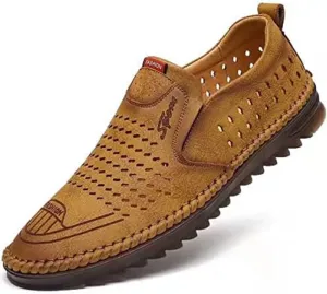 TangDao Mens Loafers, Leather Slip On Moccasins Penny Loafers, Breathable Driving Walking Lightweight Casual Shoes
