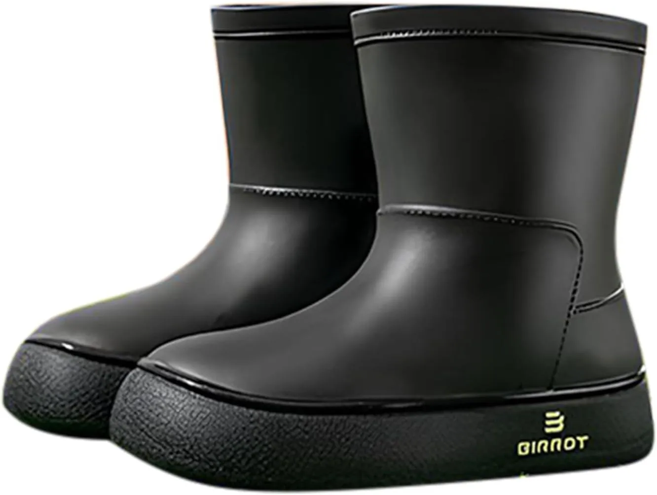 Tmore Womens Rain Boots Waterproof Rubber Boots Fashion Mid Calf Garden Shoes Slip on Rainboots with Comfort Insoles Lightweight Outdoor Work Boots