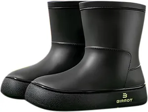 Tmore Womens Rain Boots Waterproof Rubber Boots Fashion Mid Calf Garden Shoes Slip on Rainboots with Comfort Insoles Lightweight Outdoor Work Boots