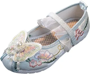 Toddler Girls Sneakers Girls Flat Bottomed Embroidered Sandals Fashionable Antique Costume Children No Heels Sport Shoes