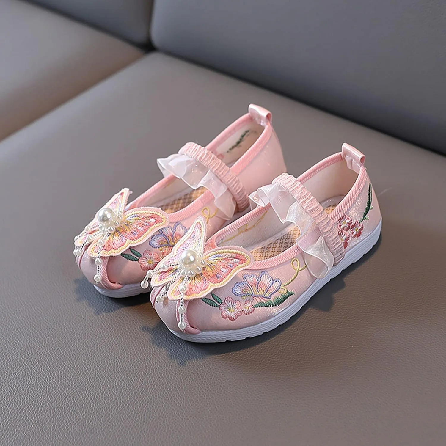 Toddler Girls Sneakers Girls Flat Bottomed Embroidered Sandals Fashionable Antique Costume Children No Heels Sport Shoes