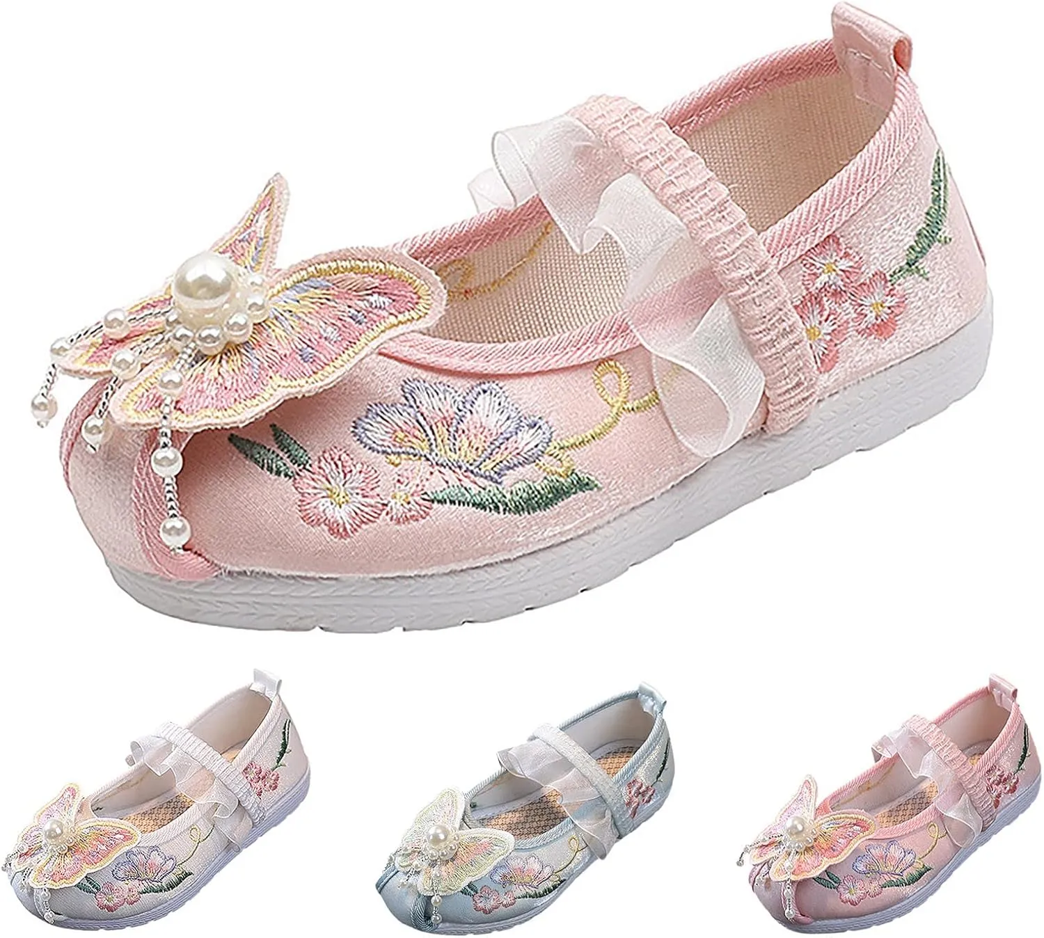 Toddler Girls Sneakers Girls Flat Bottomed Embroidered Sandals Fashionable Antique Costume Children No Heels Sport Shoes