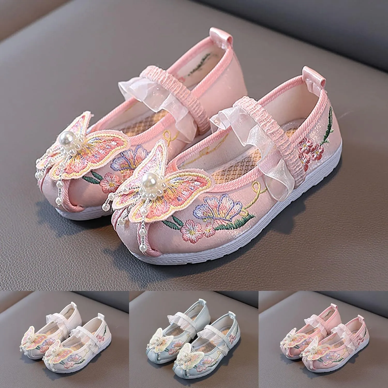 Toddler Girls Sneakers Girls Flat Bottomed Embroidered Sandals Fashionable Antique Costume Children No Heels Sport Shoes