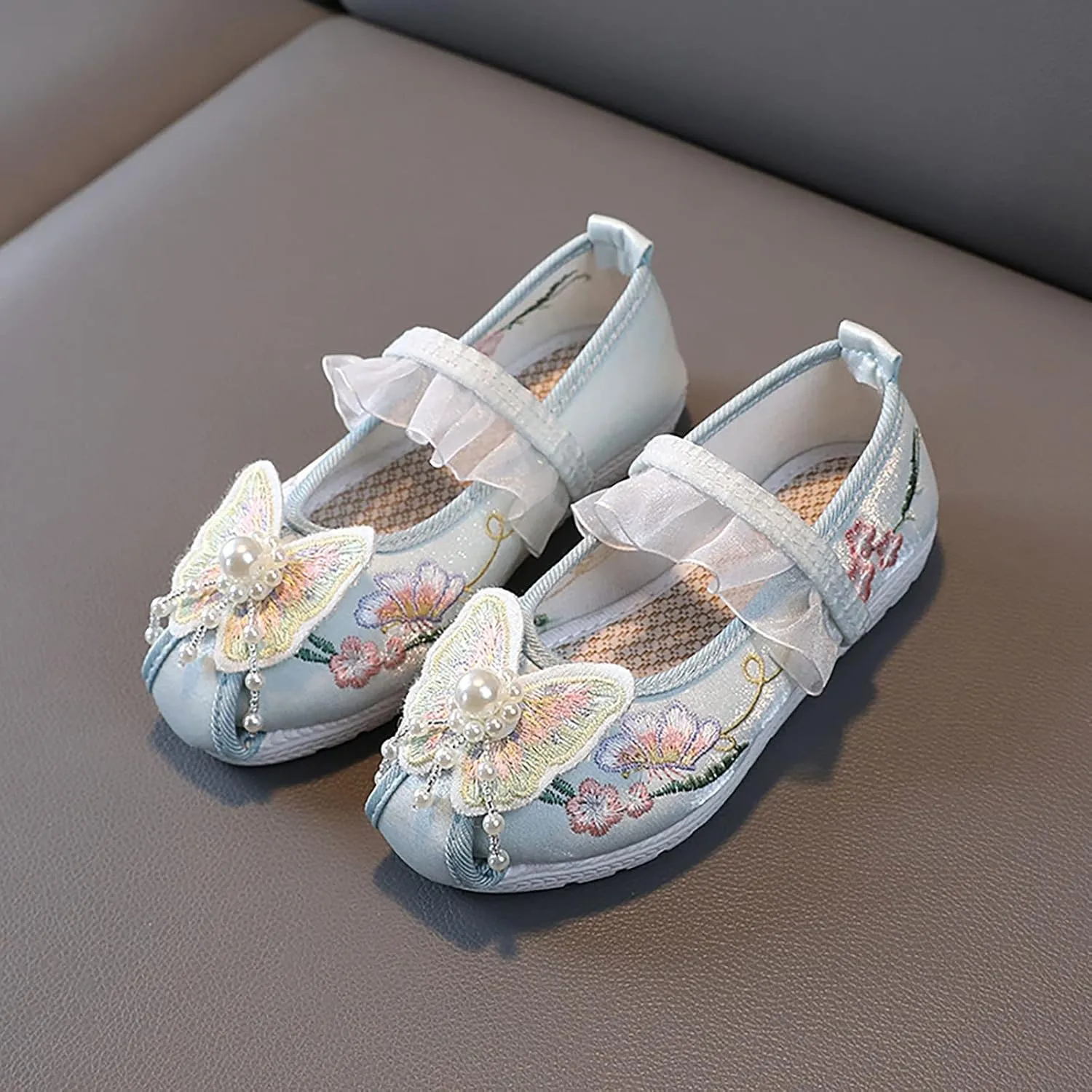 Toddler Girls Sneakers Girls Flat Bottomed Embroidered Sandals Fashionable Antique Costume Children No Heels Sport Shoes