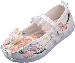 Toddler Girls Sneakers Girls Flat Bottomed Embroidered Sandals Fashionable Antique Costume Children No Heels Sport Shoes