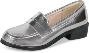 UniqueStride Womens Loafers Flat Shoes Patent Leather Platform Low Chunky Heel Classic Round Toe Pumps