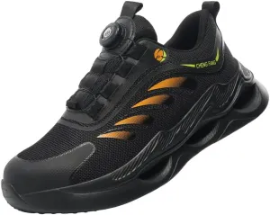 Unisex Adult Steel Toe Industrial & Construction Shoes, Black, Puncture Resistant, Air Cushioned, Steel Toe, Button Closure, Casual, Athletic Shoe