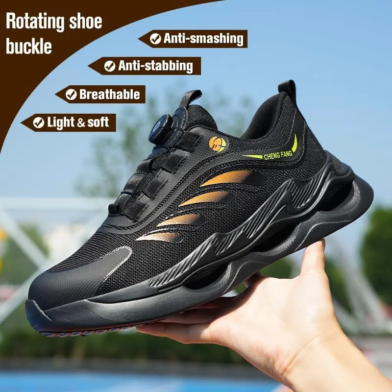 Unisex Adult Steel Toe Industrial & Construction Shoes, Black, Puncture Resistant, Air Cushioned, Steel Toe, Button Closure, Casual, Athletic Shoe