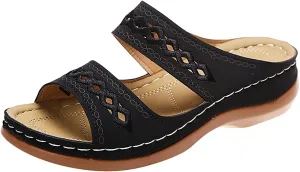 Wedge Sandals for Women Arch Support Comfortable Wide Width Open Toe Dress Shoes Slip On Slingback Orthopedic Supportive Slippers Dressy Walking Beach Breathable Lightweight Trendy Wedges Sandal