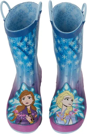 Western Chief Kids Girls Frozen 2 Licensed Waterproof Rain Boot with Easy Pull on Handles,