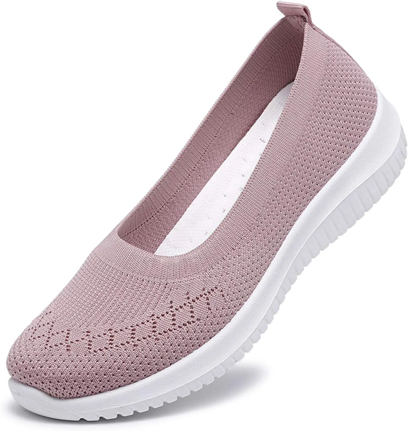 WILLFUN Womens Breathable Walking Shoes-Slip On Mesh Knitted Flats Soft Gym Sneakers Flexible Lightweight Casual Easy Shoes