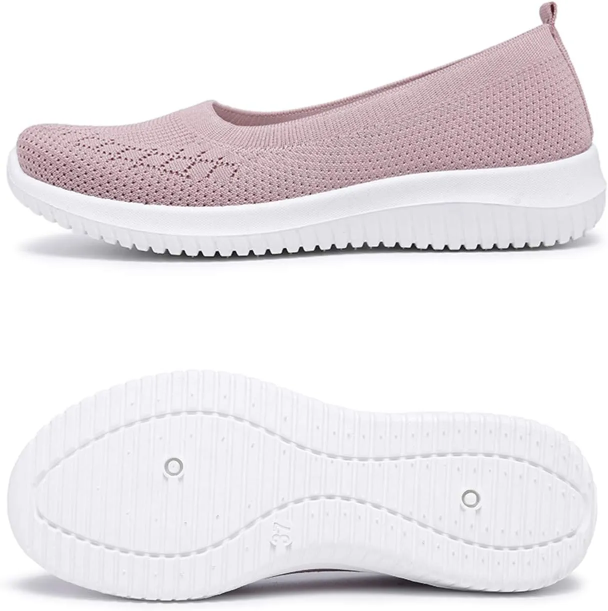 WILLFUN Womens Breathable Walking Shoes-Slip On Mesh Knitted Flats Soft Gym Sneakers Flexible Lightweight Casual Easy Shoes