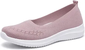 WILLFUN Womens Breathable Walking Shoes-Slip On Mesh Knitted Flats Soft Gym Sneakers Flexible Lightweight Casual Easy Shoes