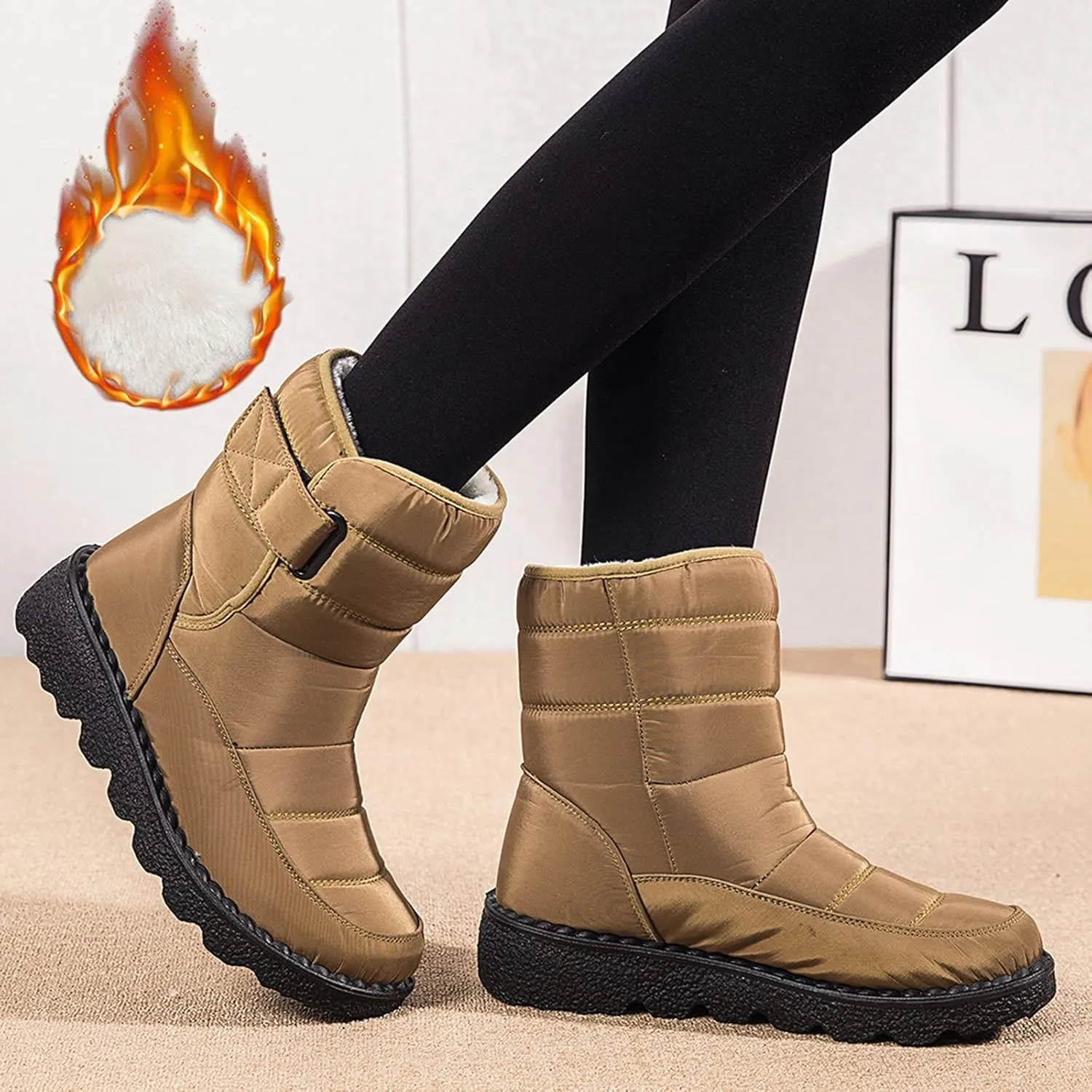 Winter Boots for Teens Waterproof Snow Boots Platform Short Rain Boots Comfortable Lightweight Hiking Boot Work Boots for Men