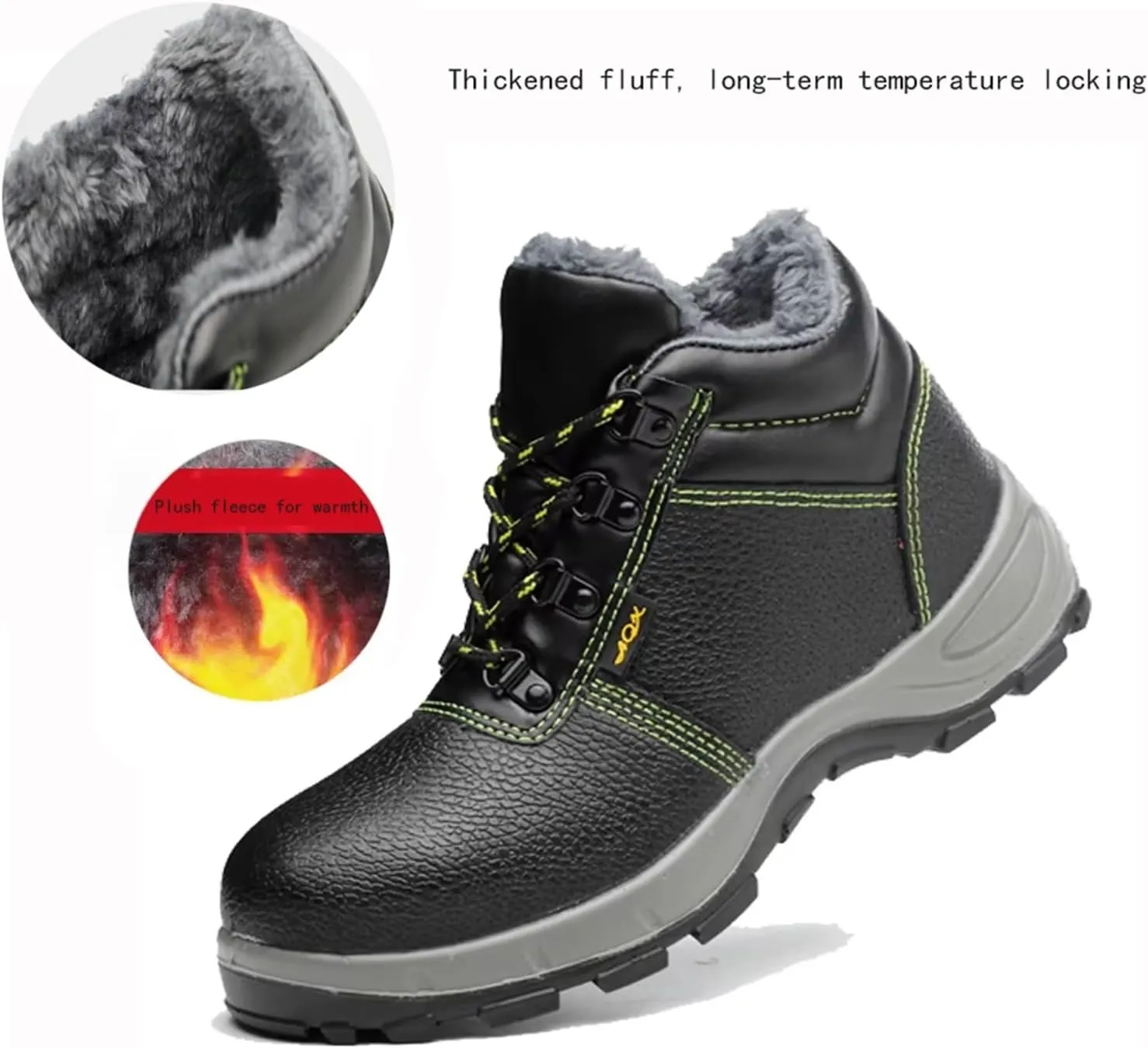 Winter Steel Toe Boots for Men, Mens Outdoor Winter Warm Non Slip Cozy Steel Safety Industrial Work Boot, Leather Breathable Indestructible Steel Toe Shoes, for Construction Industrial