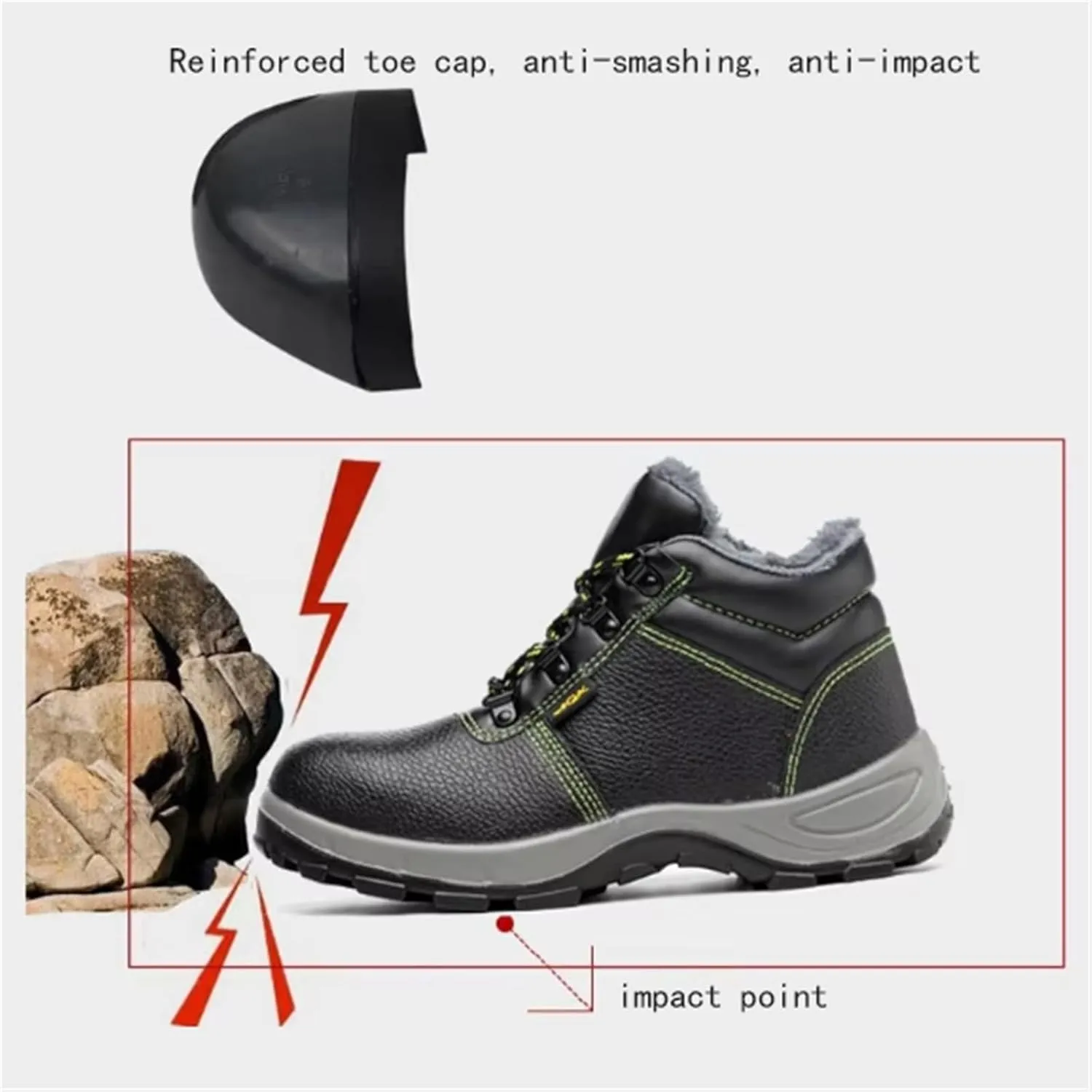 Winter Steel Toe Boots for Men, Mens Outdoor Winter Warm Non Slip Cozy Steel Safety Industrial Work Boot, Leather Breathable Indestructible Steel Toe Shoes, for Construction Industrial
