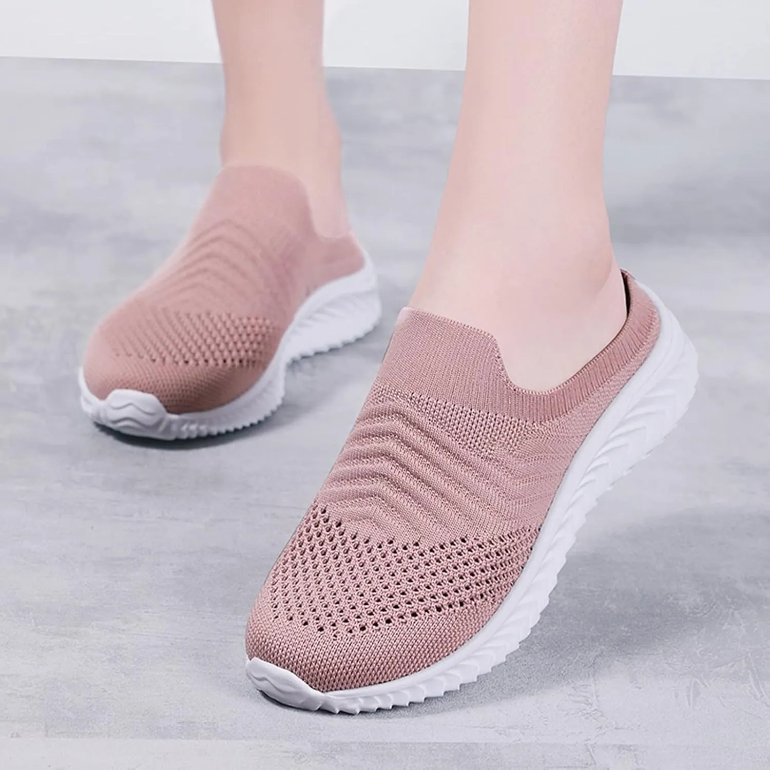 Woman Tennis Shoes Platform Slip On Sport Shoes Lightweight Breathable Mesh Sneakers Comfort Casual Walking Shoes