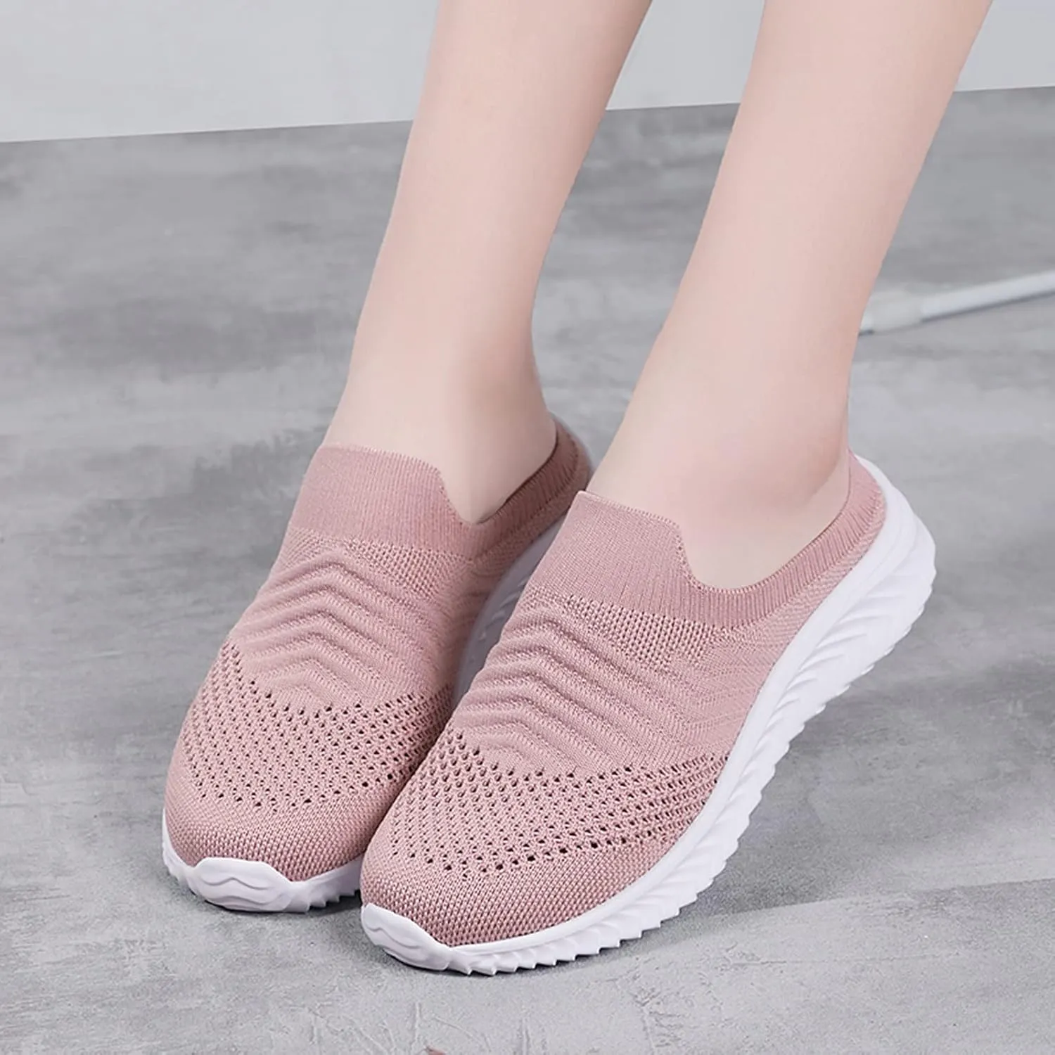 Woman Tennis Shoes Platform Slip On Sport Shoes Lightweight Breathable Mesh Sneakers Comfort Casual Walking Shoes
