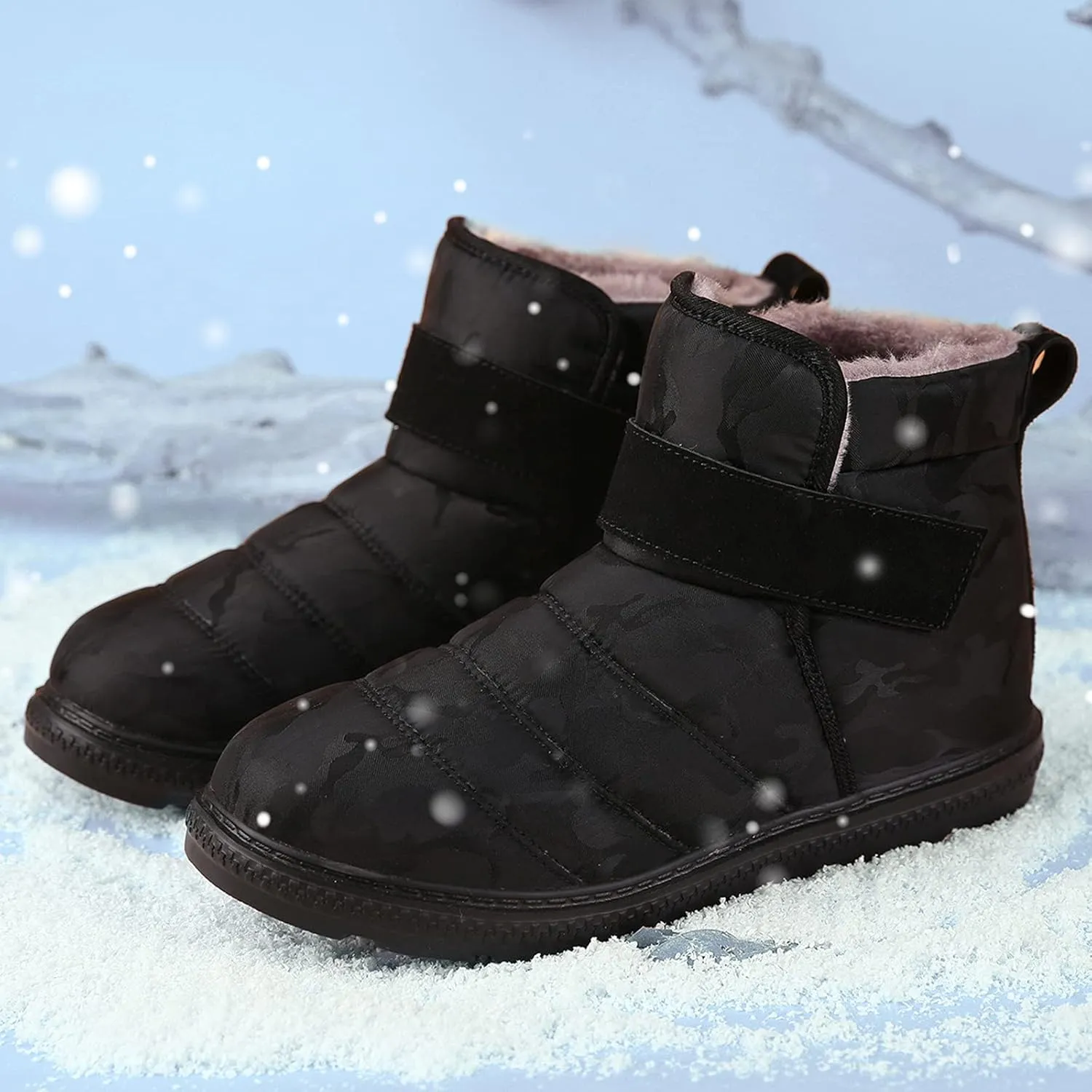 Women Snow Boots Waterproof Anti-slip Winter Boots Classic Fully Fur Booties Lightweight Slip on Ankle Boots Outdoor Sneakers Winter Shoes
