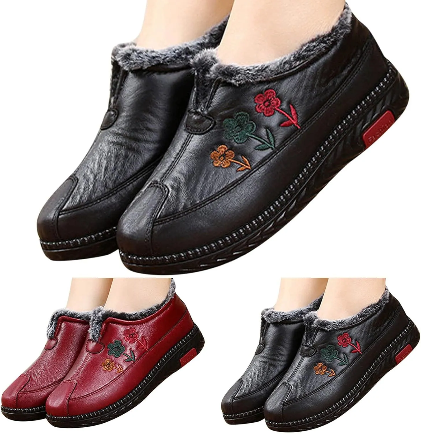 Women Snow Boots Waterproof Winter Boots Anti-slip Fur Lined Booties Lightweight Slip on Ankle Boots Outdoor Sneakers Winter Shoes